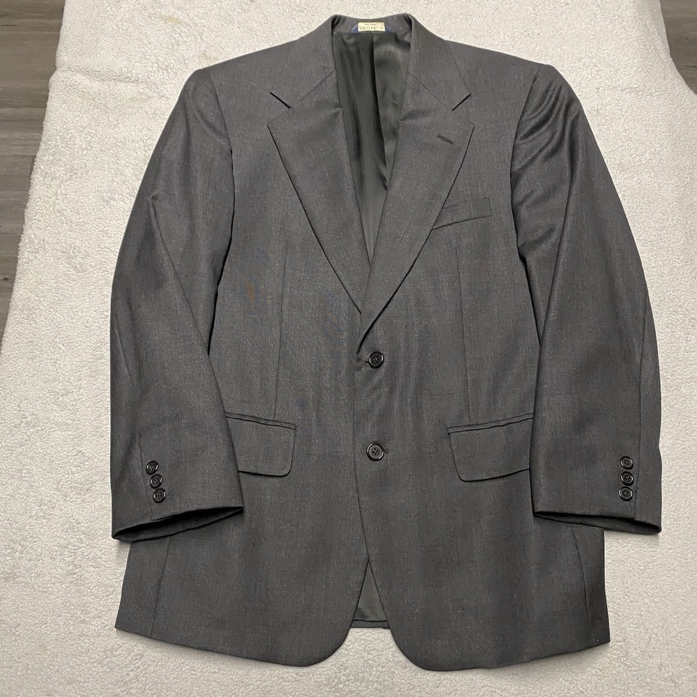 Brooks Brothers 346 Blazer Mens 38S Gray Worsted Wool Subtle Plaid Sports Coat